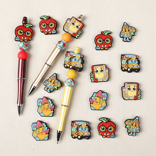 Study Stationery Student School Book Pencil Silicone Focal Beads