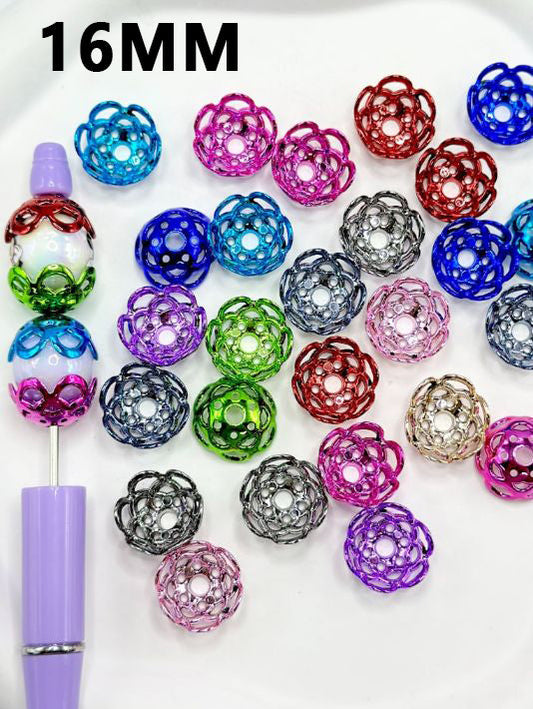 Mix of Bead Cages in Solid Colors, Acrylic Flower Bead Caps, Acrylic Material