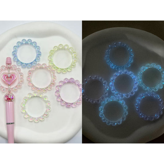 Translucent Loop Ring Luminous Acrylic Beads, Random Mix, 43MM