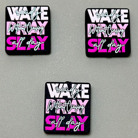 Without Ceasing All Day Wake Pray Slay Ready Silicone Focal Beads