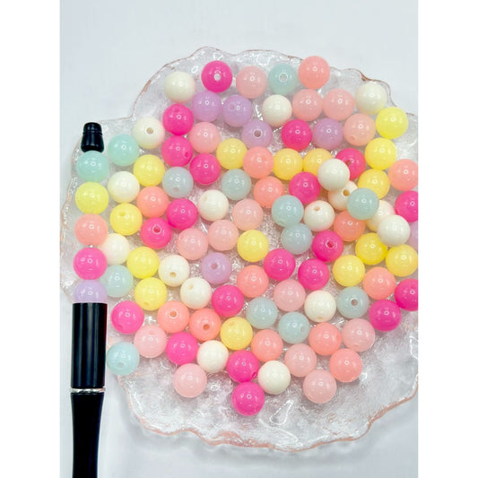 Round Jelly Candy Colors Acrylic Beads, Size 12mm, Random Mix Package