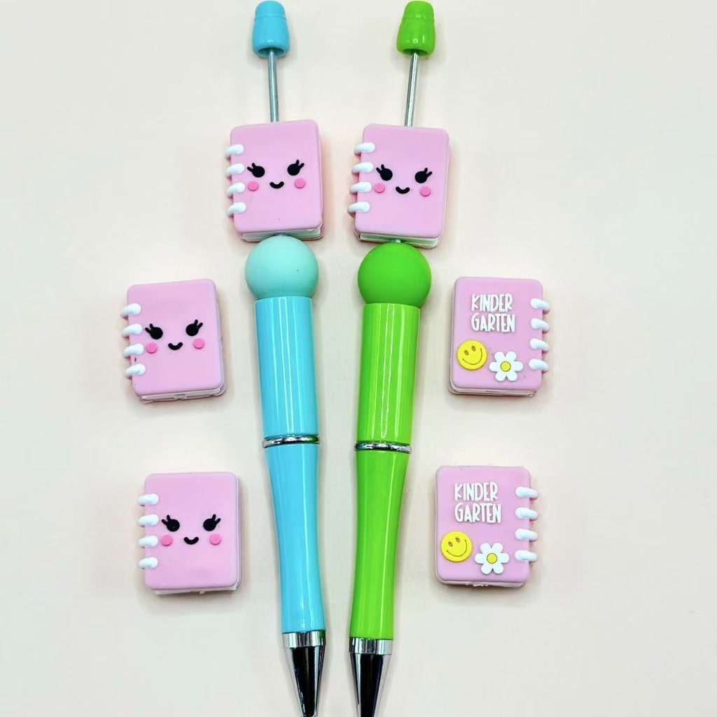 Mini Cute Silicone Focal Beads with Small Flower, Smile Face, Books, and 3D Bonding Adhesive Mould