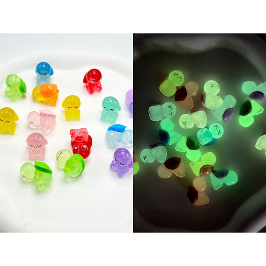 Cute Seating Turtle Tortoise Mini Luminous Acrylic Beads, Random Mix, 20MM (No Hole)