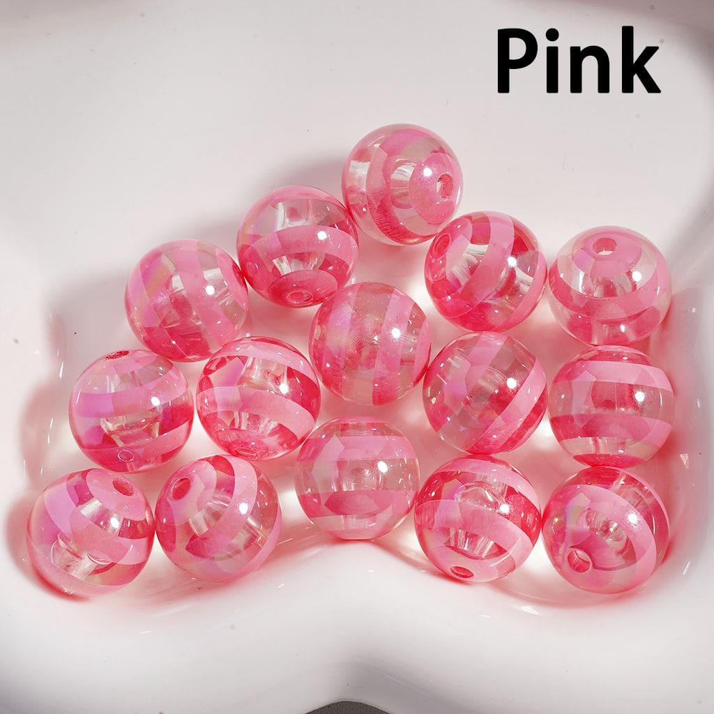Multi-Color Swirl Stripes Clear Round Acrylic Beads 16MM (Single Color Bag of 200pcs Available)