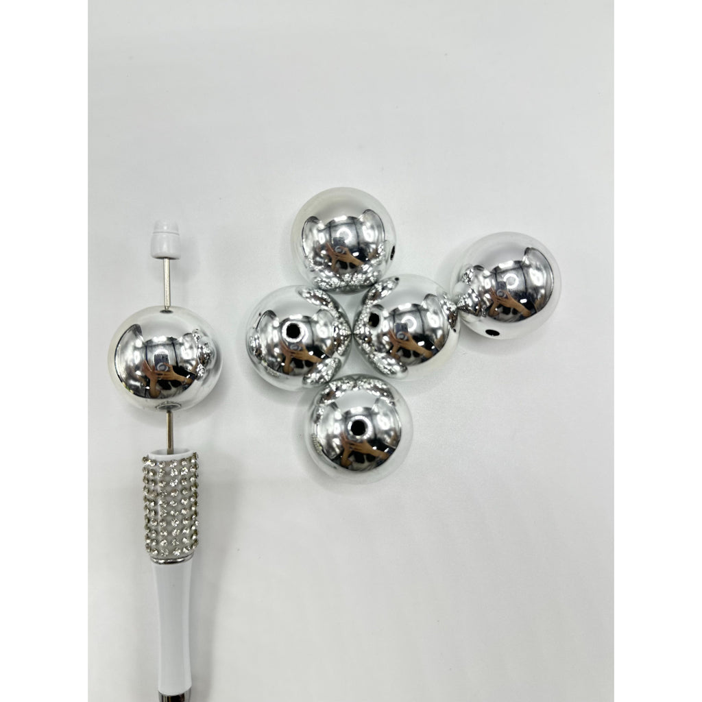 Large Size Silver Acrylic Beads with Mirror Function, 30MM