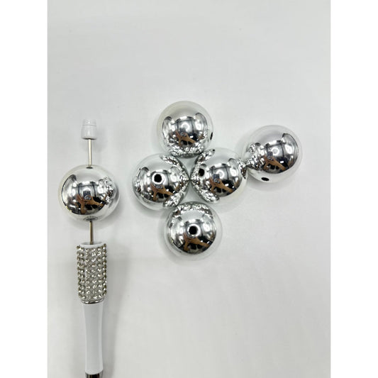 Mirror Function Large Size Silver Acrylic Beads, 30MM
