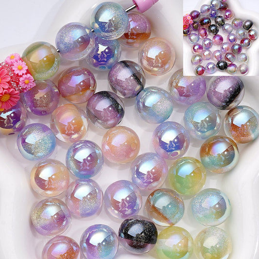 Sparkling Color-Changing Round Acrylic Beads – Glossy Glitter Finish (16MM)
