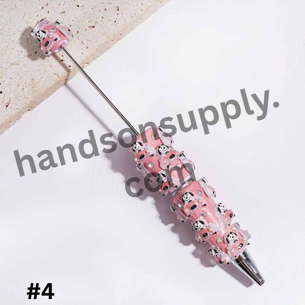 Playful Beagle Dog Classic Animation Character Driving Car with Sparkling AB Rhinestone, Beadable Clay Pen, Multi-Color