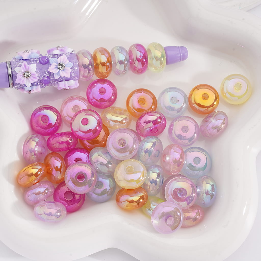 Shiny Calculator Glittery Abacus  Acrylic Beads, Size 8mm by 14mm