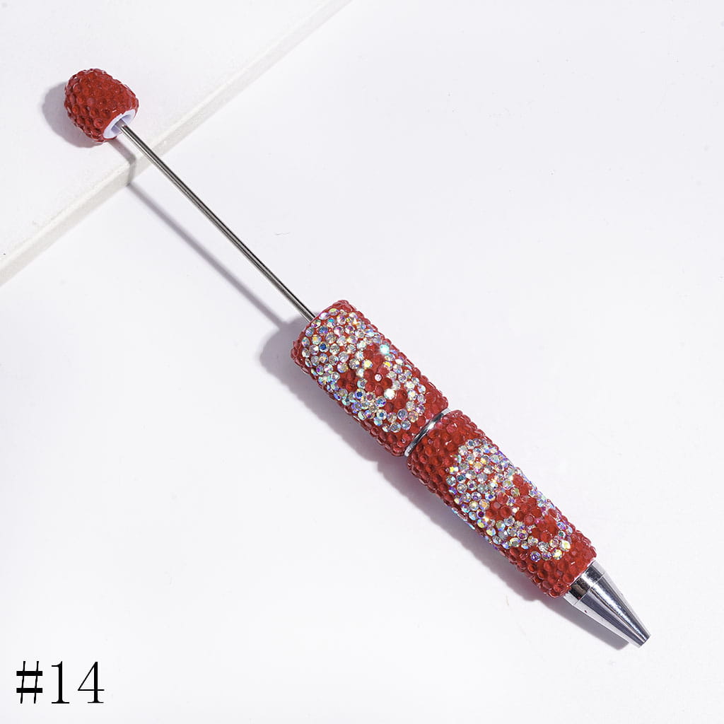 Halloween Skull Head Beadable Clay Pens with Full-Coverage Luminous AB Rhinestones, Multicolor