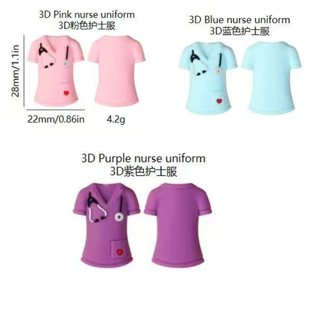 3D Blue Pink Nurse Purple Uniform Silicone Focal Beads