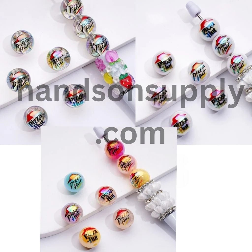 Clear White Jelly Color Pizzahu Round UV Coating Acrylic Beads, 16MM, Random Mix