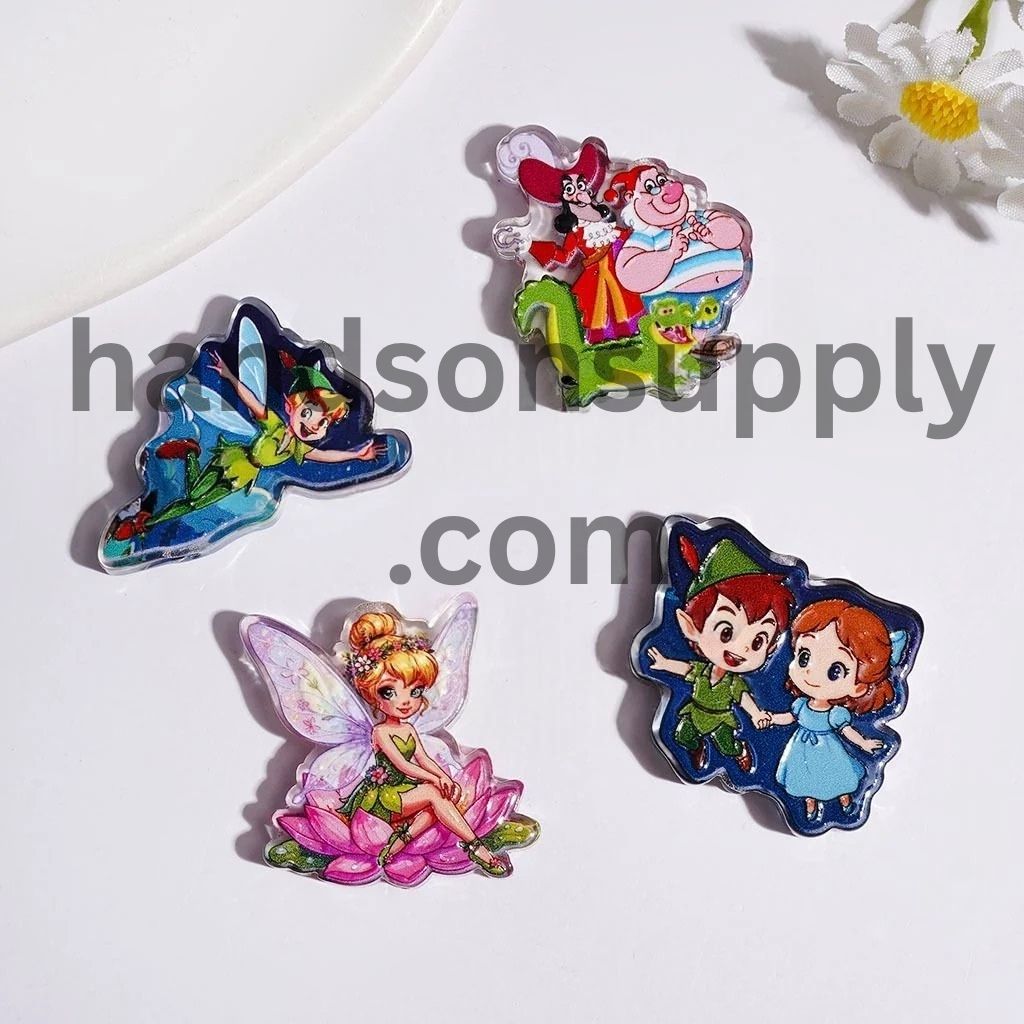 Whimsical Flying Fairy & Charming Boy Character Series Semi-Clear Acrylic Beads, Multicolor Random Mix
