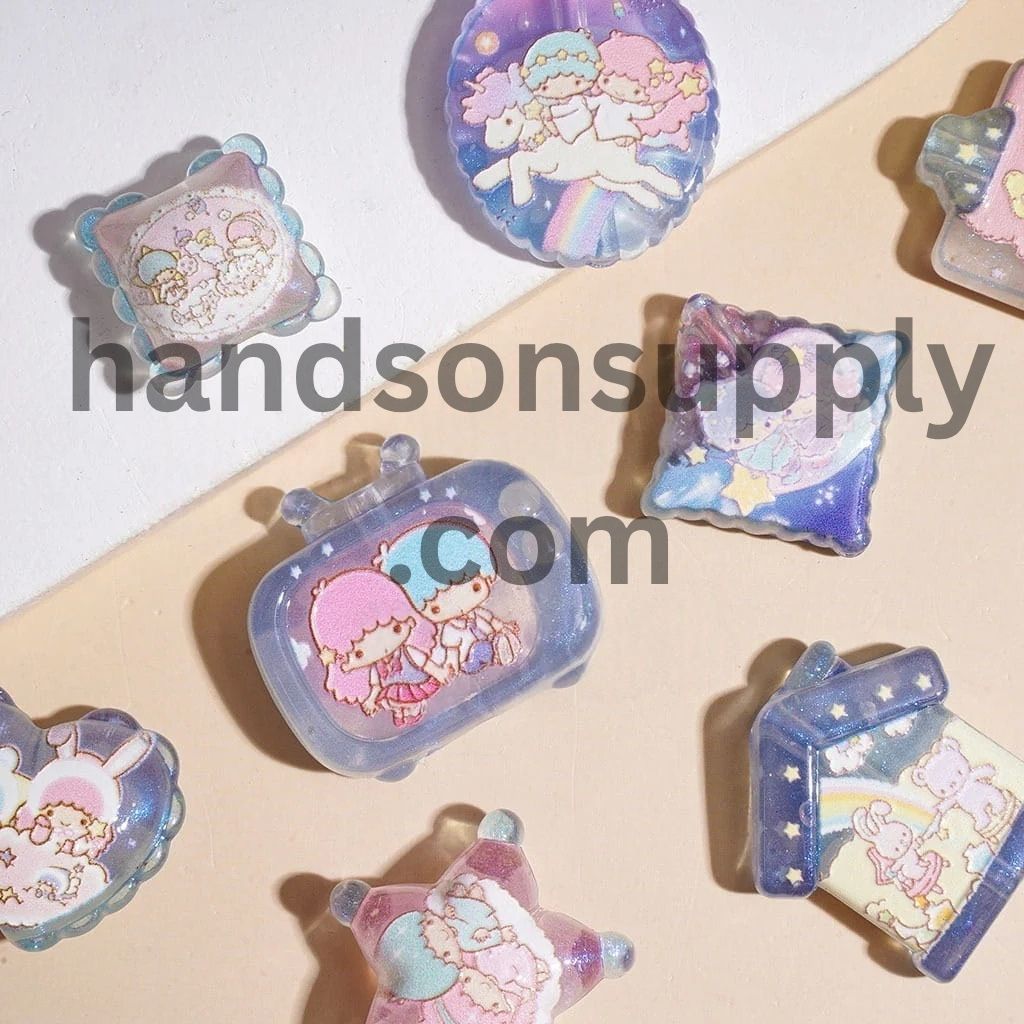 Twin Double Star Fairy Series Dreamy Acrylic Beads and Pendants, Random Mix