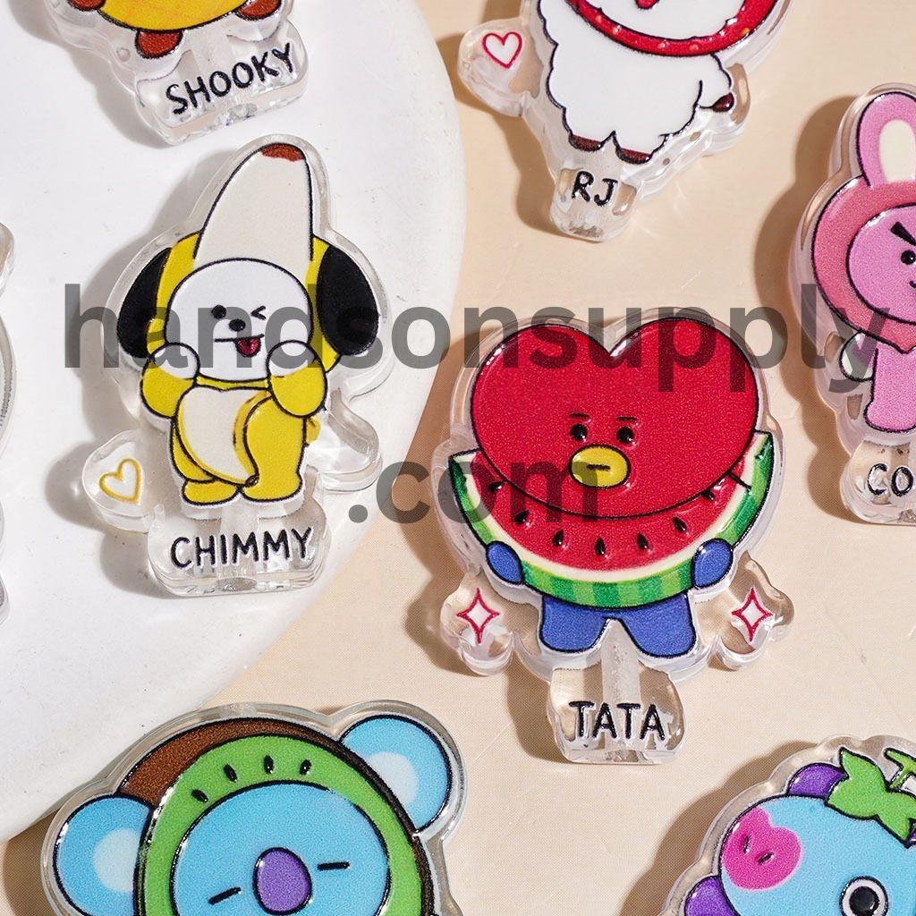 Adorable Korea Boy Group with Fruit Costume Acrylic Beads, Cartoon Image Style, Semi-Clear, Random Mix