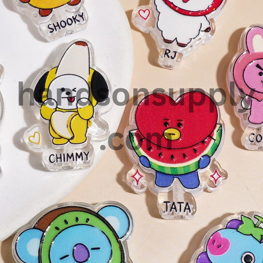 Adorable Korea Boy Group with Fruit Costume Acrylic Beads, Cartoon Image Style, Semi-Clear, Random Mix