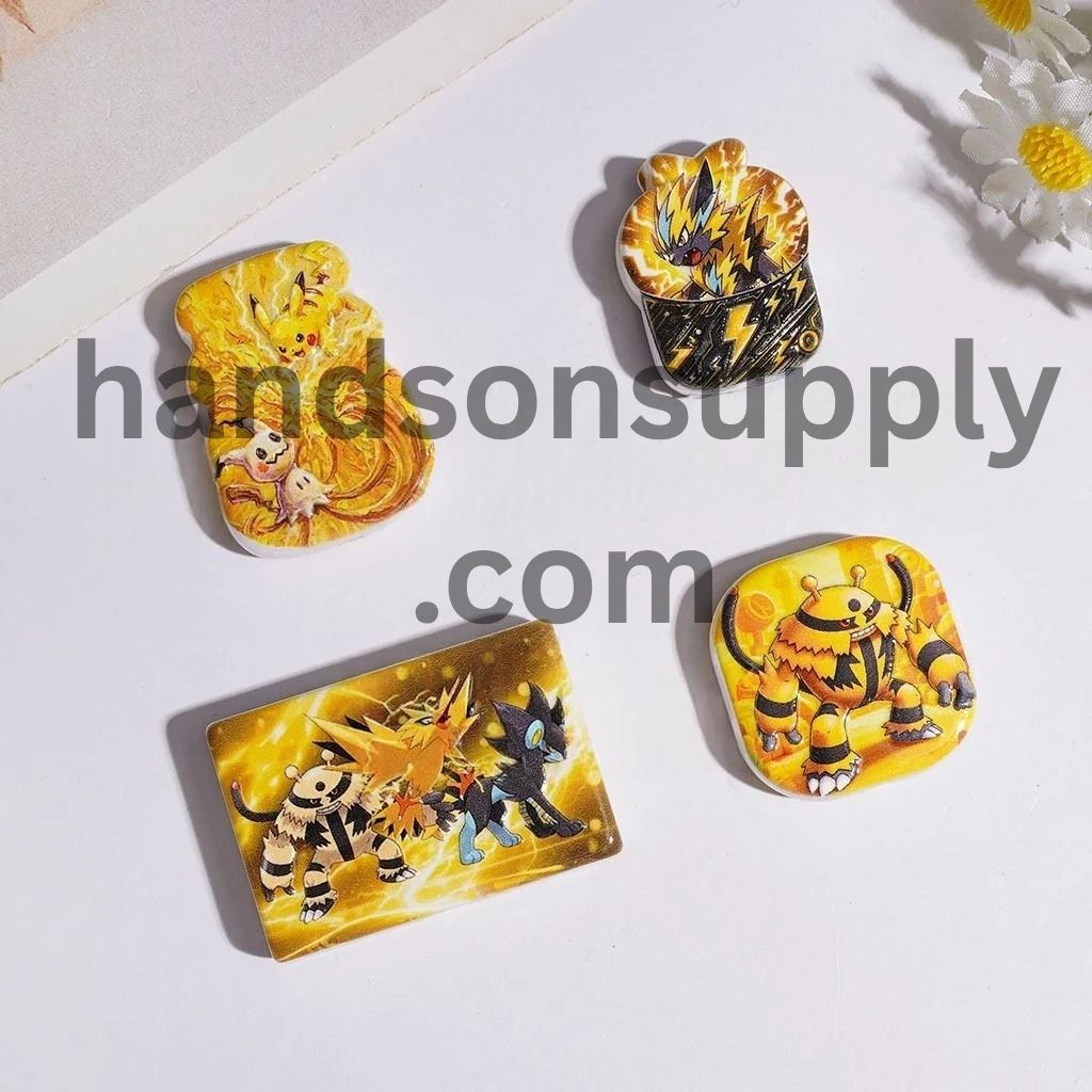 Playful Yellow Electric Monster Character Acrylic Beads & Pendants, Multicolor Random Mix