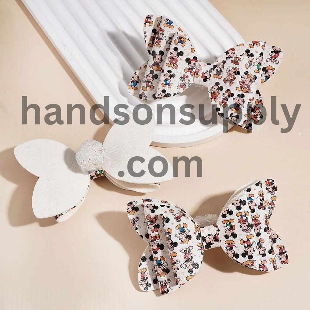 Playful Boy Mouse Character Fabric Bowtie with Sparkling AB Rhinestone & Clear Ball Chains Acrylic Sugar Beads, 56*91MM
