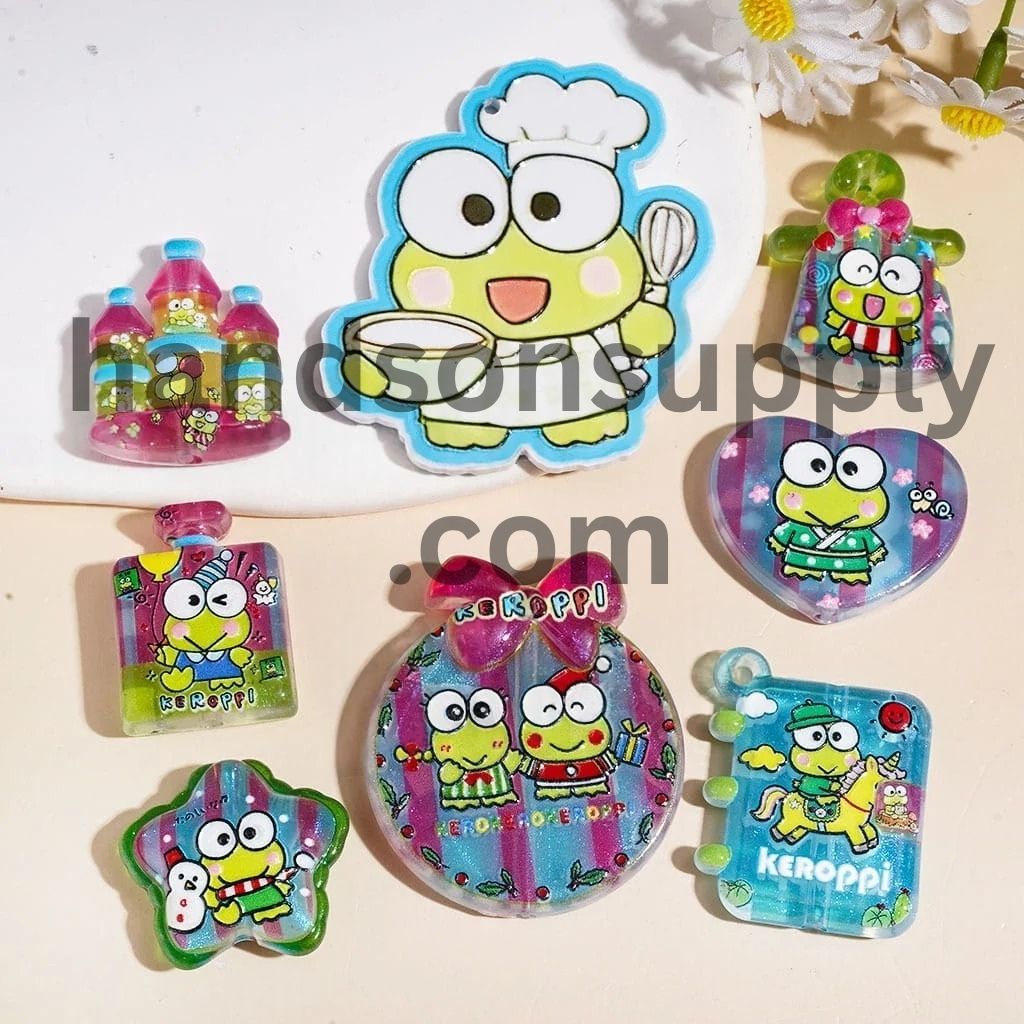Big-Eyed Frog Theme Acrylic Beads and Pendants, Random Mix