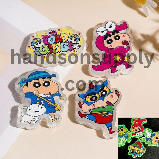 Luminous Whimsical Japanese Anime Funny Boy Character Acrylic Beads, Random Mix