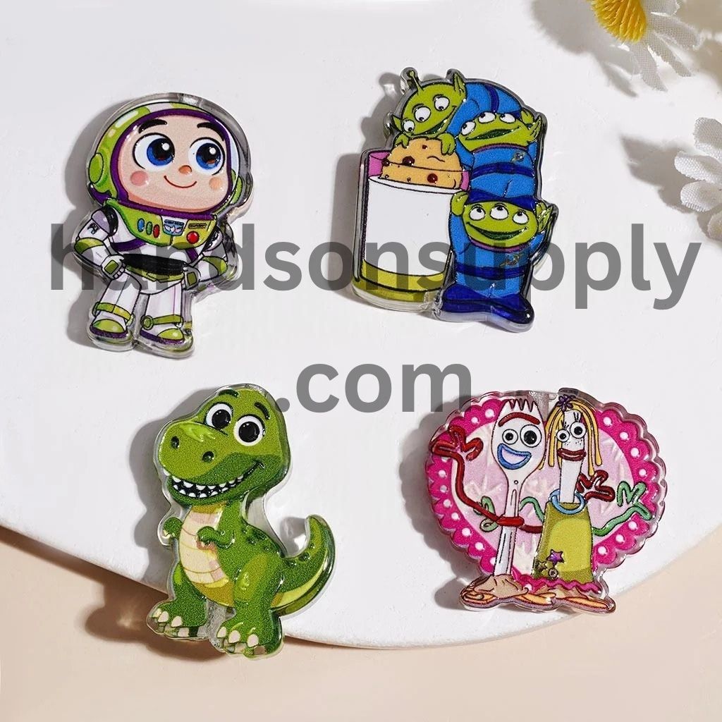 Playful Mini Toy Adventure Character Series Semi-Clear Acrylic Beads, Random Mix
