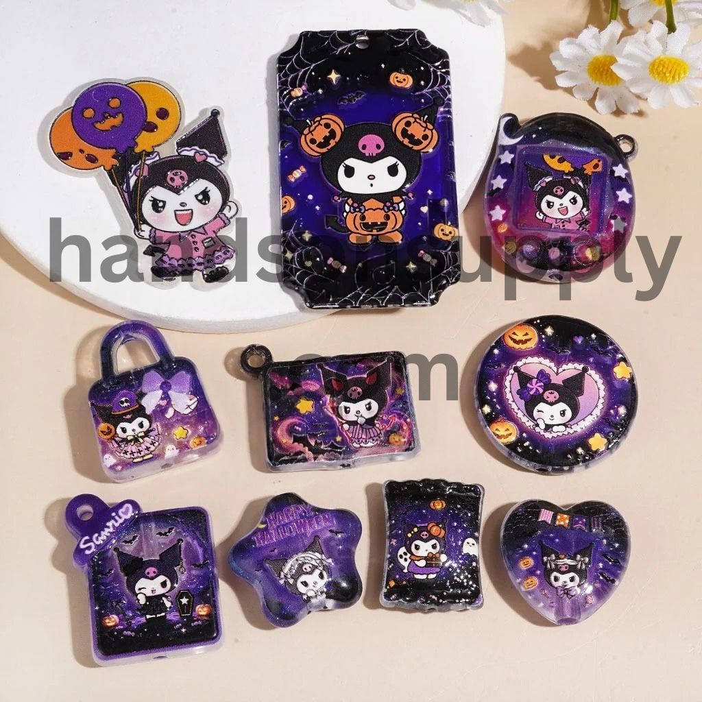 Halloween Theme Horror Evil Girl Character Acrylic Beads and Pendants, Random Mix
