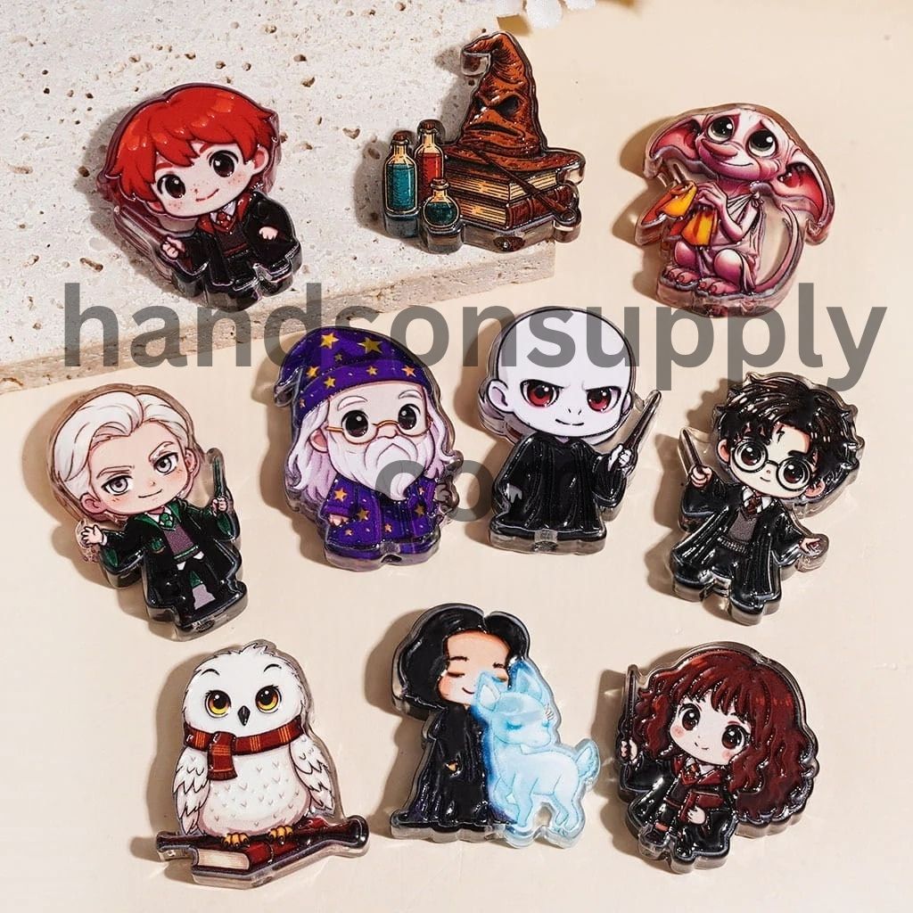 Magical Wizard Boy Character Series Semi-Clear Acrylic Beads, Multicolor Random Mix