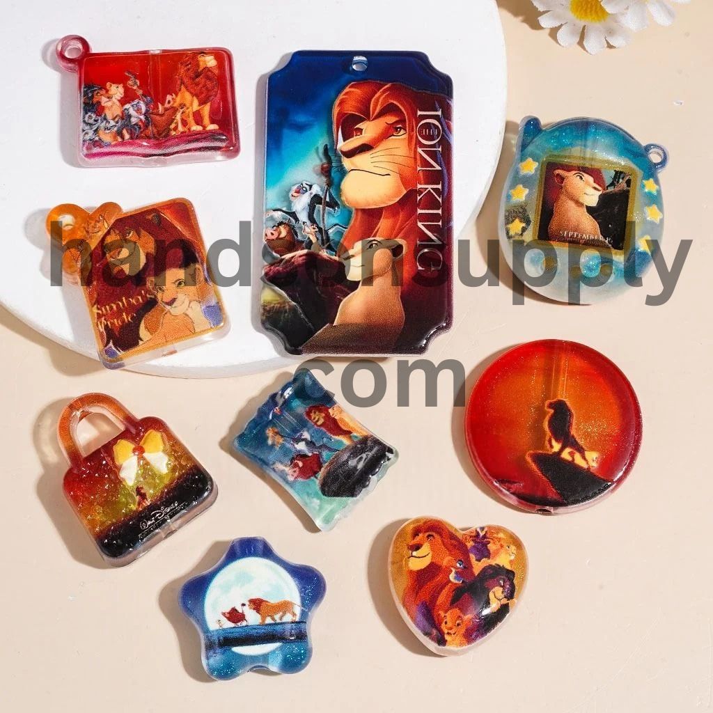 Playful Lion Leader in Light Yellow Series Acrylic Beads and Pendants, Random Mix