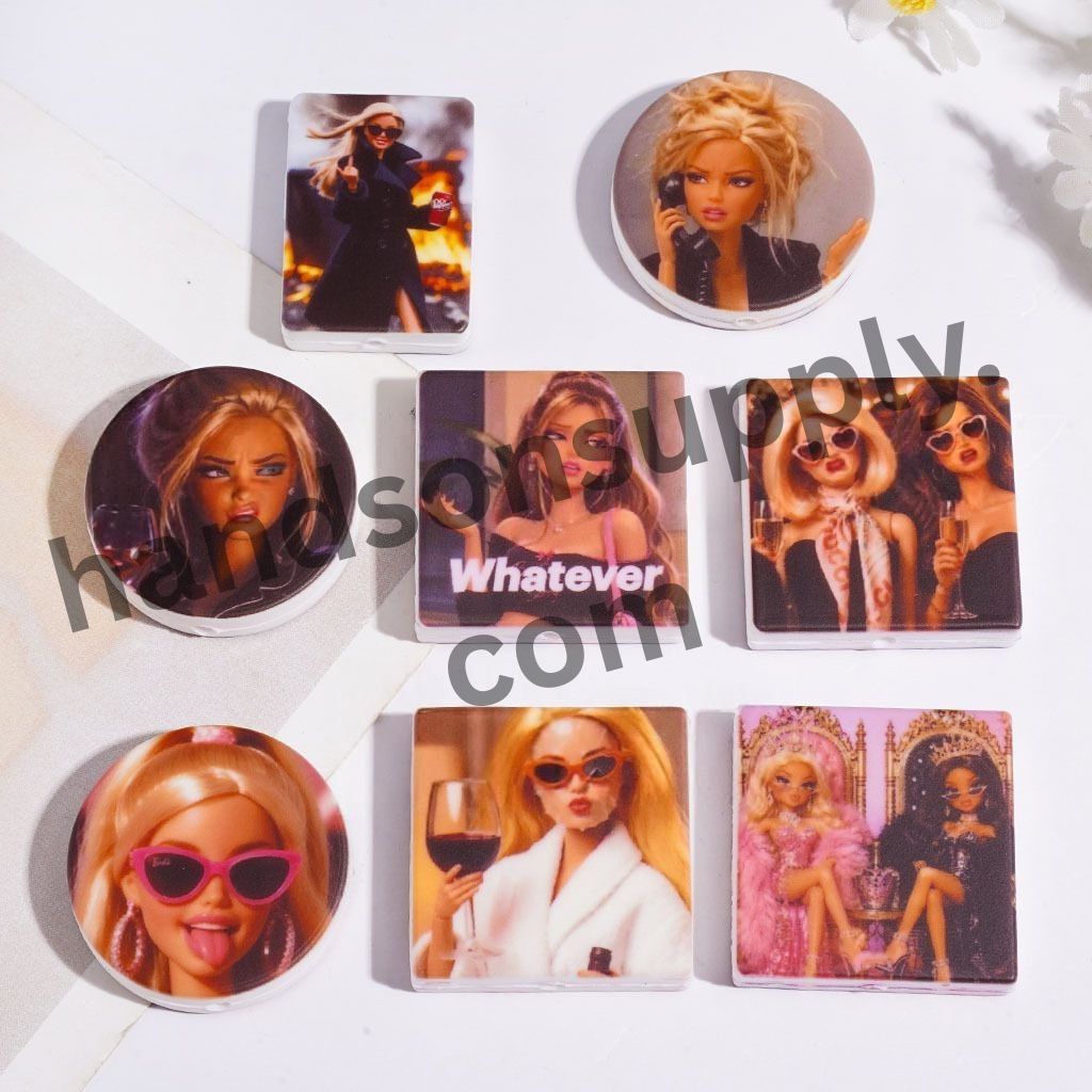 Chic Fashion Doll Character Series Silicone Focal Beads, Assorted Shapes, Random Mix