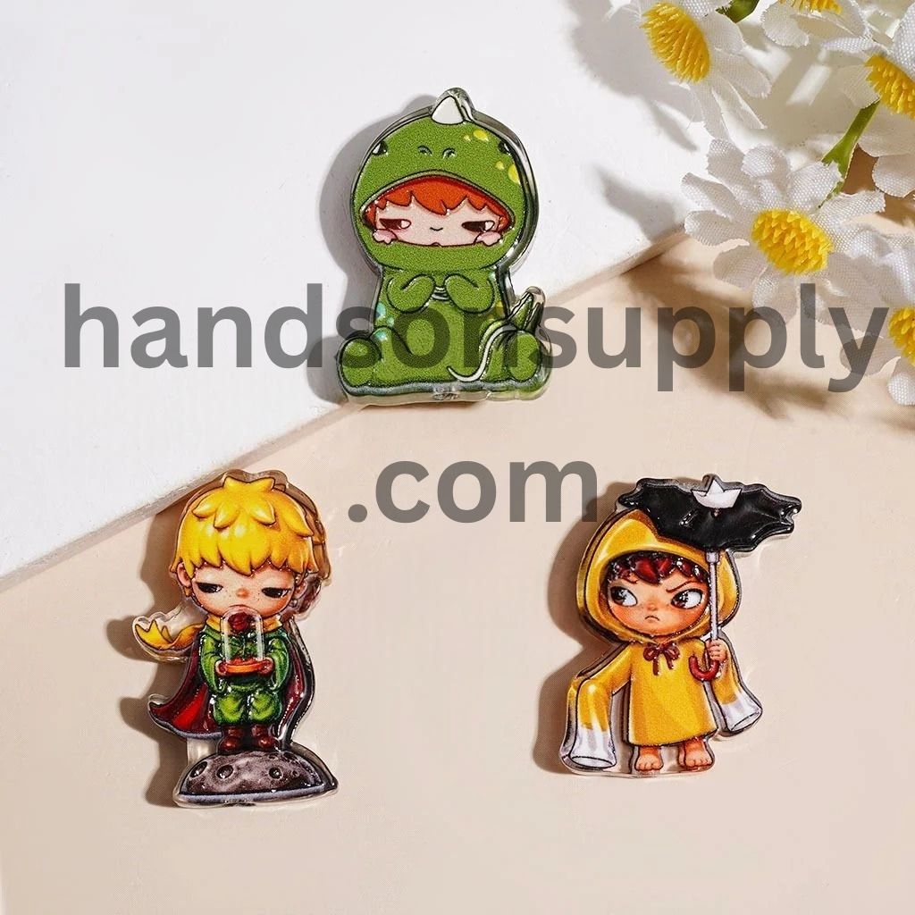 Adorable Handsome Cool Doll Character in Colorful Fantasy Animal, Prince & Hooded Costumes Acrylic Pendants, Random Mix