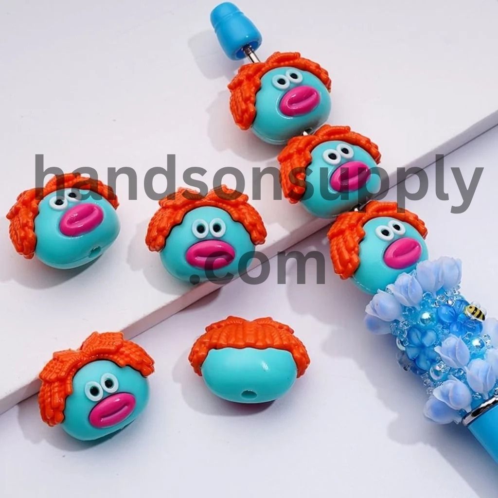 Adorable Mini Cute Girl with Orange Hair PVC Soft Rubber Beads, Around 18*23MM