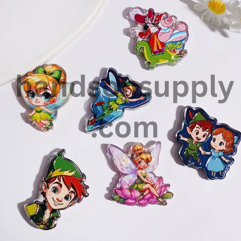 Whimsical Flying Fairy & Charming Boy Character Series Semi-Clear Acrylic Beads, Multicolor Random Mix