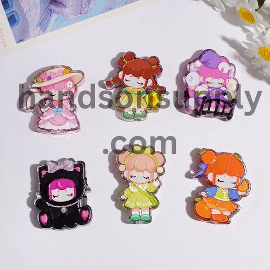 Adorable Assorted Girl Character Series with Unique Styles, Semi-Clear Acrylic Beads, Multicolor Random Mix