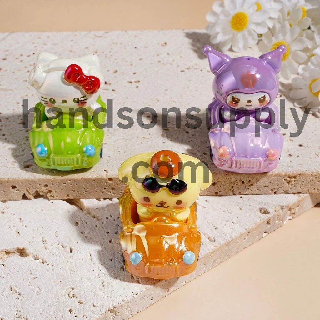 UV-Coated Playful Character & Car Design Acrylic Beads, Random Mix (Please Read the Description)