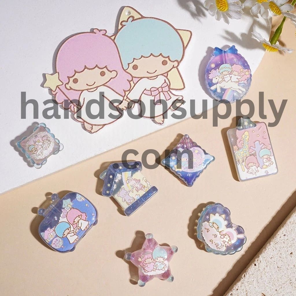 Twin Double Star Fairy Series Dreamy Acrylic Beads and Pendants, Random Mix