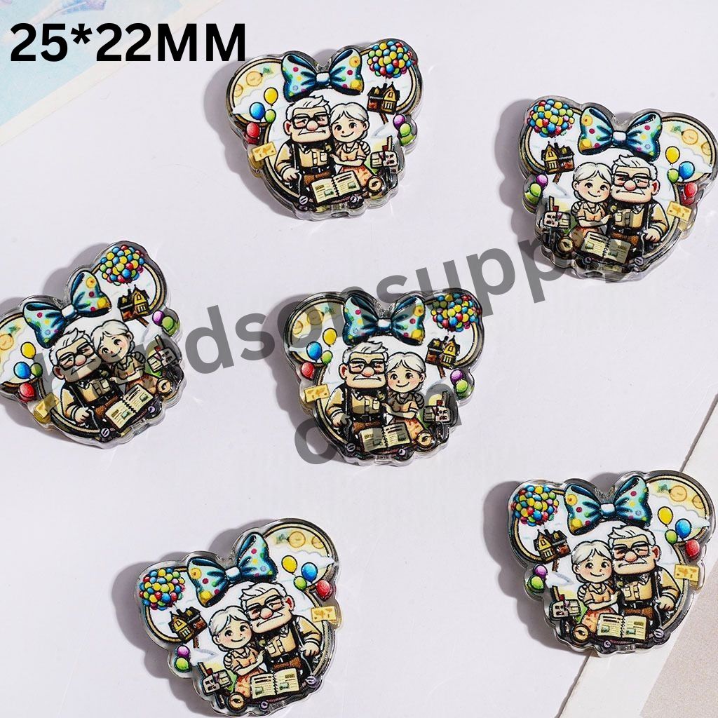 Adorable Elderly Couple Prints Mouse Head Shape with Bowtie Acrylic Beads, 25*22MM