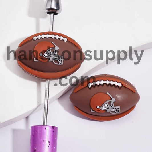 3D Cleveland American Football Team Sports Theme Oval Shaped Silicone Focal Beads