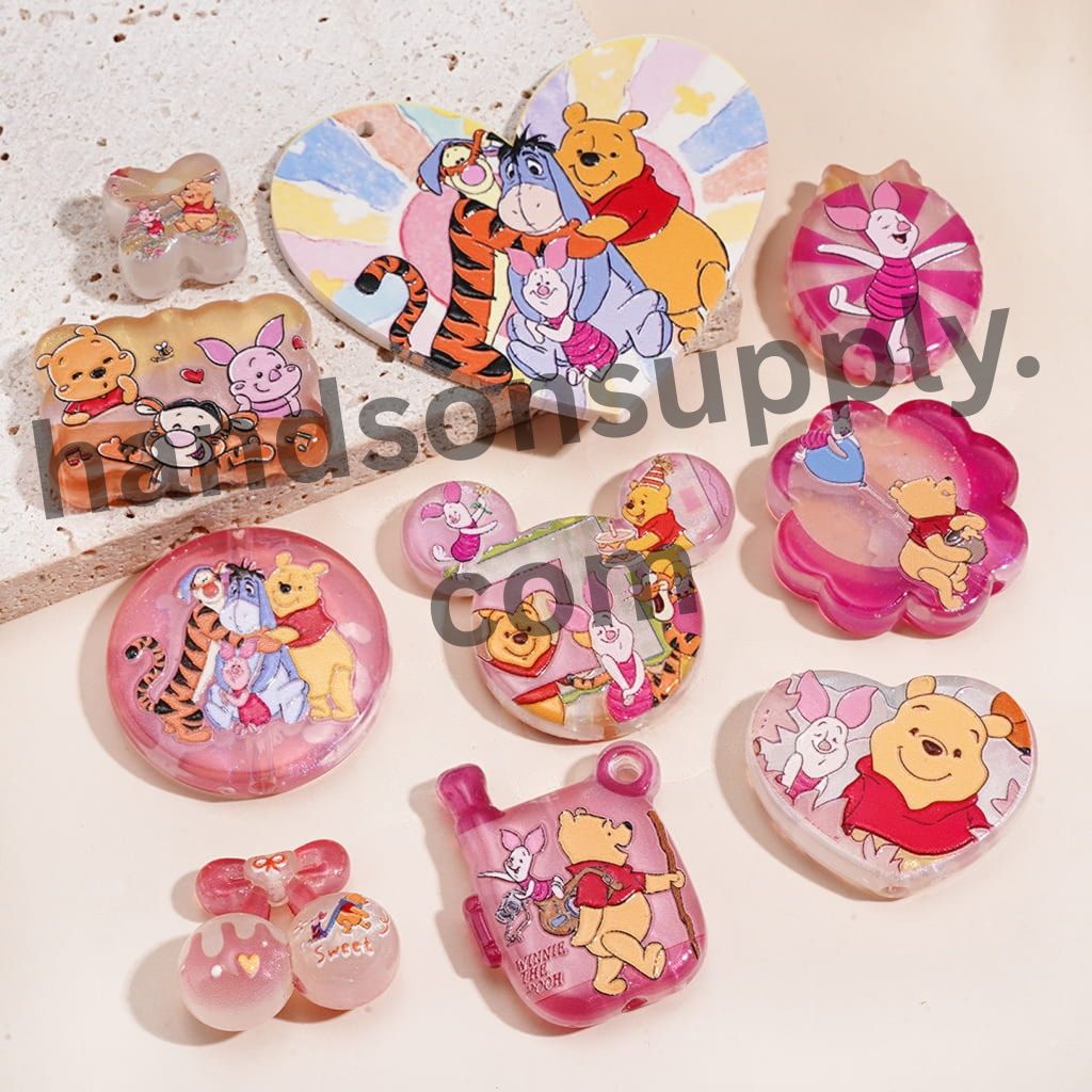 Classic Animation Animal Character in Various style Acrylic Bead Pendants, Random Mix