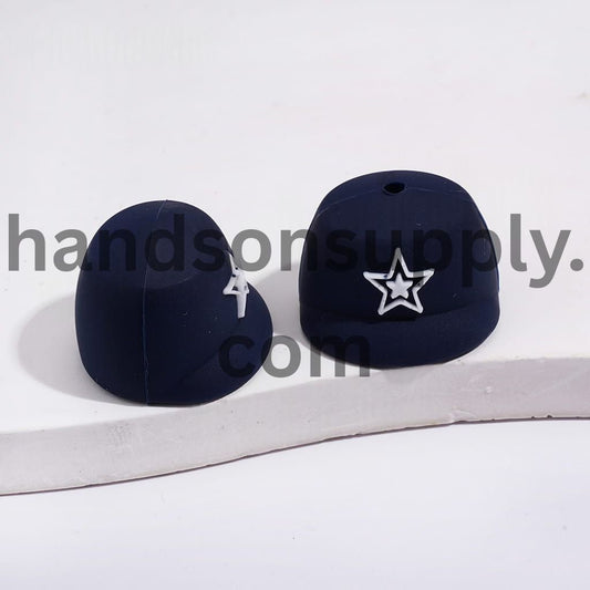 3D American Football Team Star Dallas Print Blue Baseball Cap Silicone Focal Bead