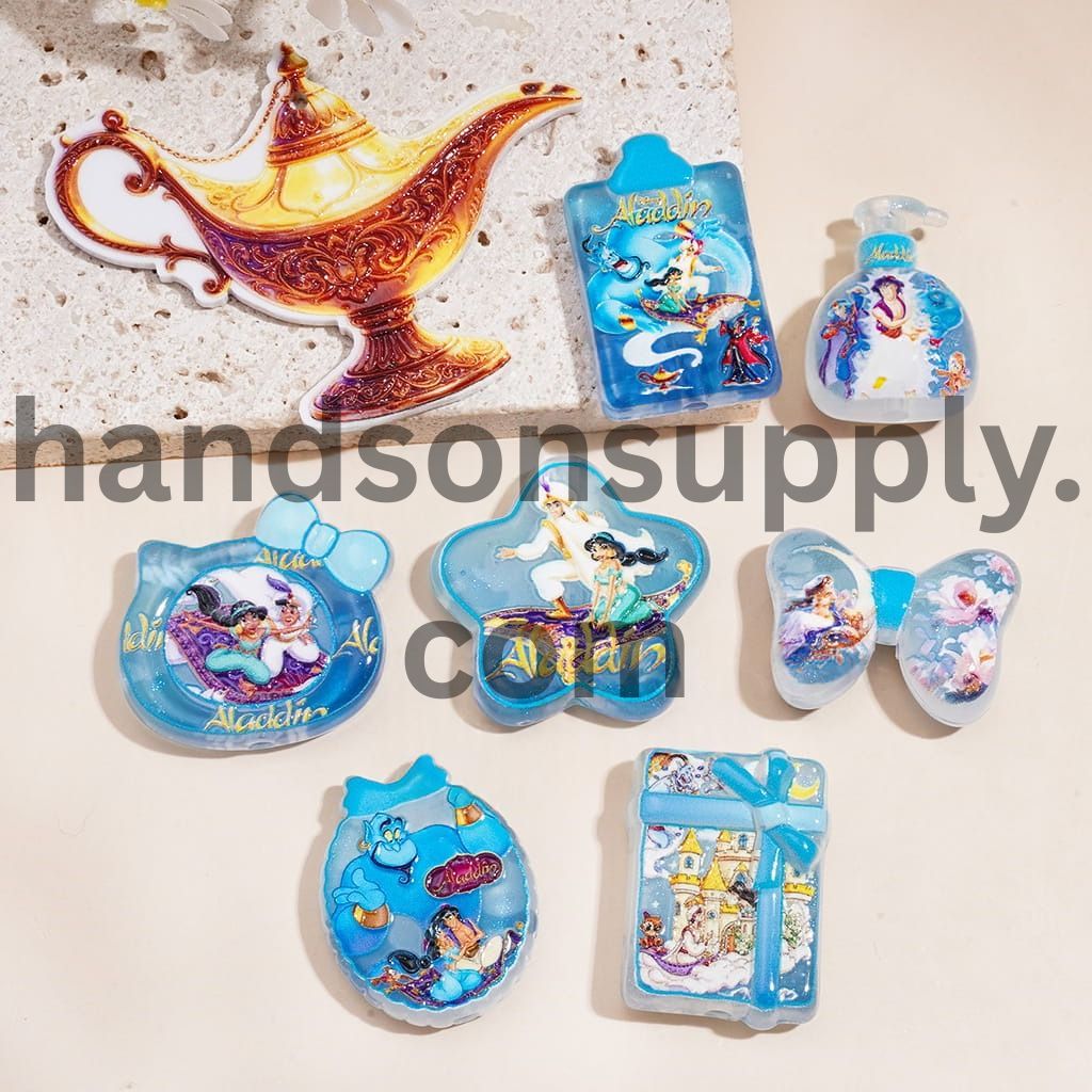 Cartoon Anime Aladdin Genie Magic Lamp Carpet Princess Prince Character Acrylic Beads Pendants