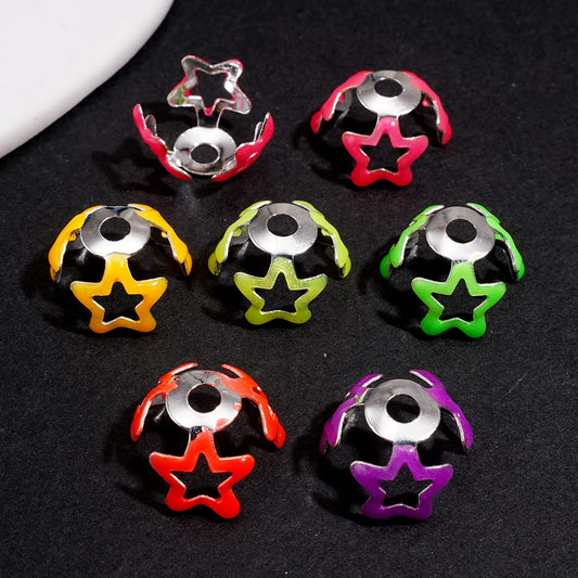 Alloy Bead Cap in Solid Color, Bead Cages with Neon Pentagram Random Mix (They Fit 16MM Beads)