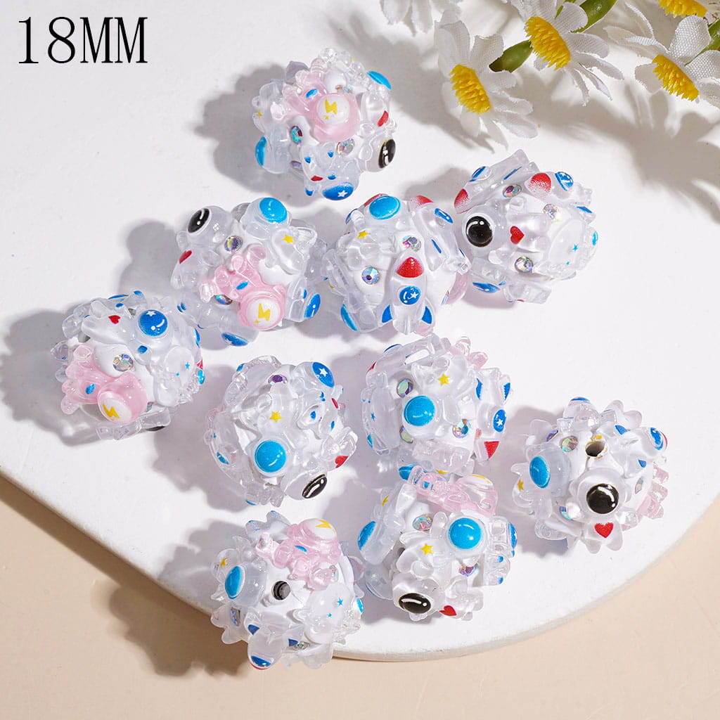 Spaceman Series and AB Rhinestones Clay Beads, 18MM