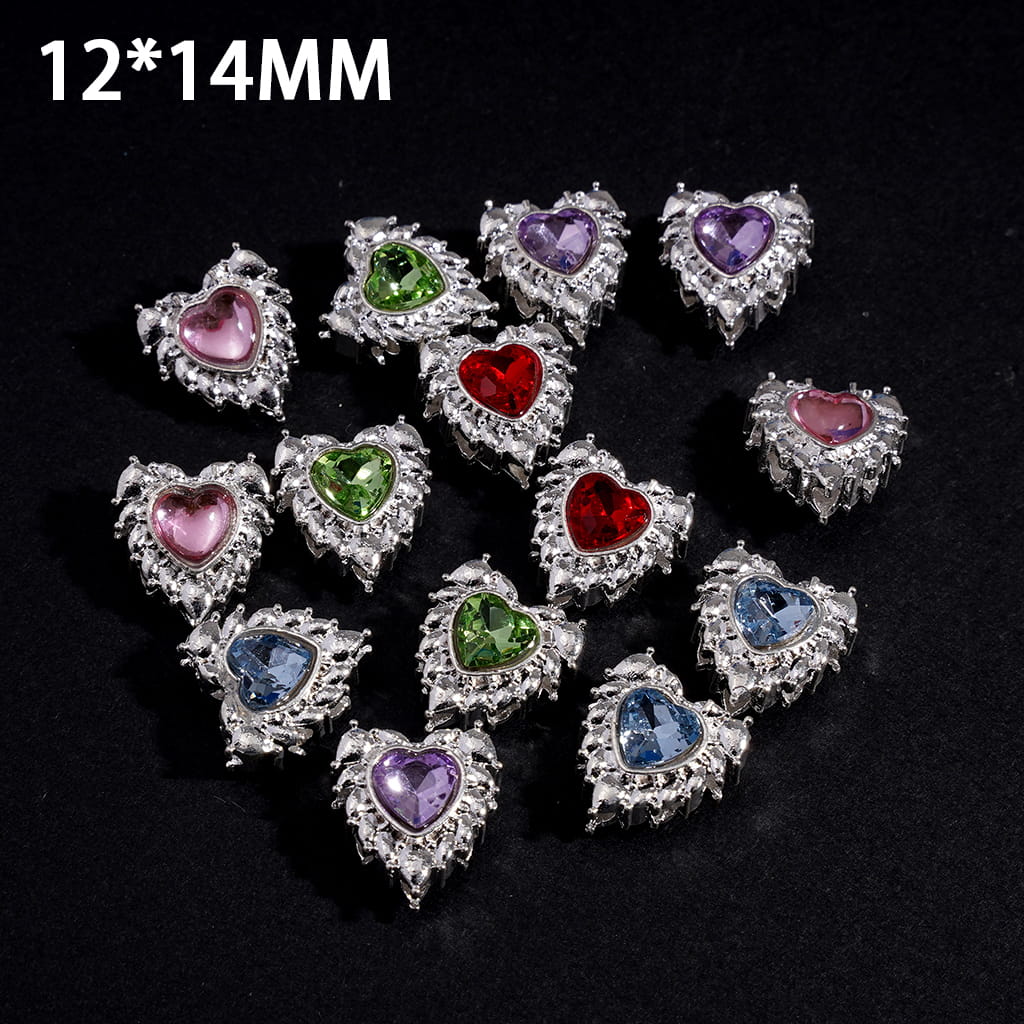 Luxury Angel Wing Heart shape Rhinestone Alloy Beads 12*14MM, Random Mix (They Don't Fit the Pen)