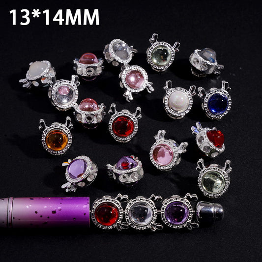 Crystal Antler Round Alloy Beads with Half-Shell Rhinestones 13*14MM, Random Mix