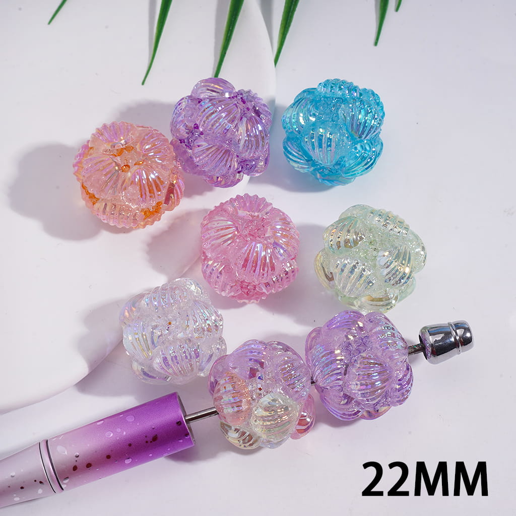 Dazzling Sea Shell and Cone Shaped Rhinestones Acrylic Sugar Beads 22MM Random Mix