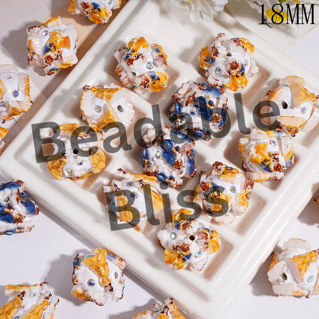 Clay Beads with Classic Beautiful Princess and Wild Beast Character, AB Rhinestones, 18MM Random Mix