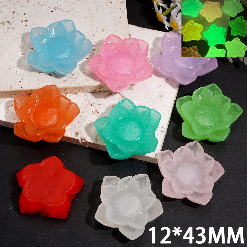 DIY Luminous Lotus Flower Acrylic Base Series, 12*43MM, Multi-Color, Random Mix (Please Read Description)