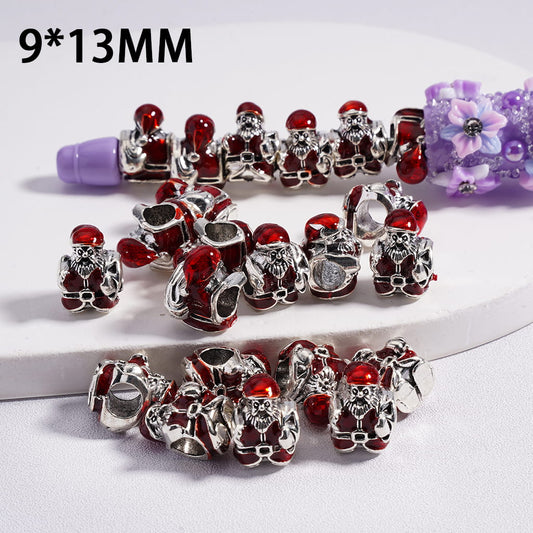 Santa Claus Christmas Alloy Beads, 9*13MM, Large Hole Beads & Horizontal Hole ((The Hole Diameter is Around 4.5MM)