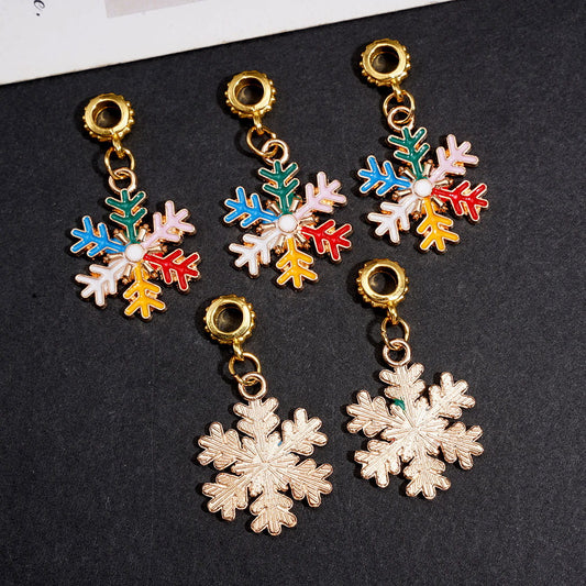 Snowflake Charm Pendants with Colorful Enamel Design, Gold Tone Metal Dangle Charms for Jewelry Accessories