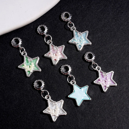 Silver Pastel Star with Butterfly Design Alloy Bail Beads for Pendants & Jewelry Accessory Random Mix